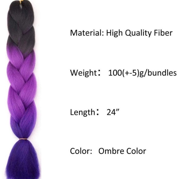 5 packs of Black Purple  blue ombré braiding hair main image 4